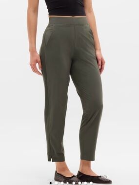 Athleta Brooklyn Mid Rise Olive Green Ankle Pants